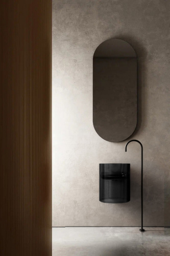 Раковина из полиэфирной смолы Abber KRISTALL AT2704Onyx 42х42 подвесная цвет черный без отверстий под смеситель - фото 2