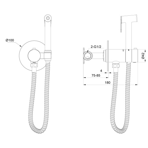 Смеситель для ванны и душа Wonzon & Woghand WW-88829909-BN встраиваемый в стену никель с термостатом - фото 2