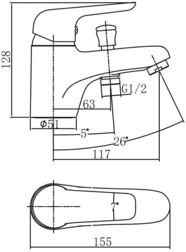 Смеситель Aquanet Pragmatic AF430-61С на борт ванны хром - фото 2