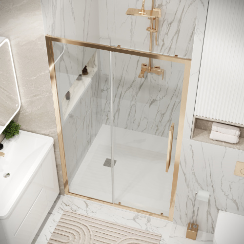 Душевая дверь Grossman Cosmo 100.K33.02.130.32.00 130х195 стекло прозрачное профиль золото глянцевое - фото 5