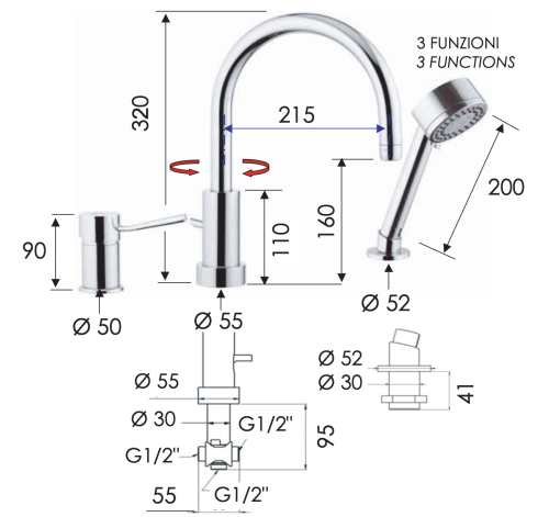 Смеситель Remer Minimal N48319MO на борт ванны хром - фото 2
