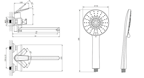 Смеситель для ванны Rush Nevis NE1735-51 настенный хром - фото 2