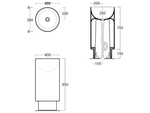 Раковина из санфаянса Simas PO 08 40х40 напольная цвет белый глянцевый - фото 3