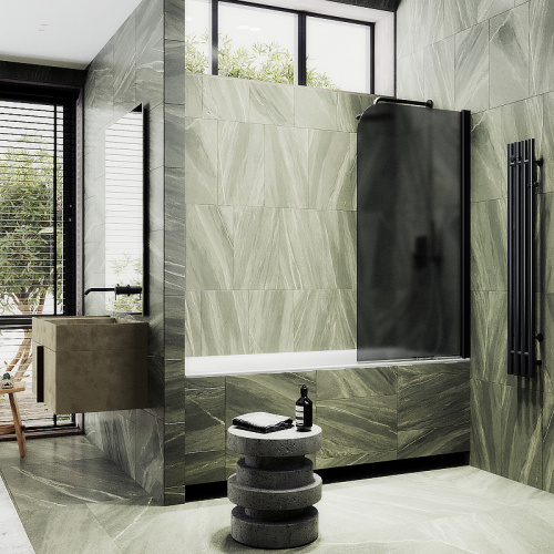 Душевая шторка на ванну Maybah Glass MGV-624-6 80х140 стекло тонированное профиль черный ориентация универсальная - фото 3