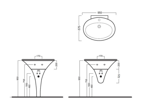 Раковина из санфаянса Hatria SCULTURE Y0LZ01 65х58 подвесная цвет белый - фото 3