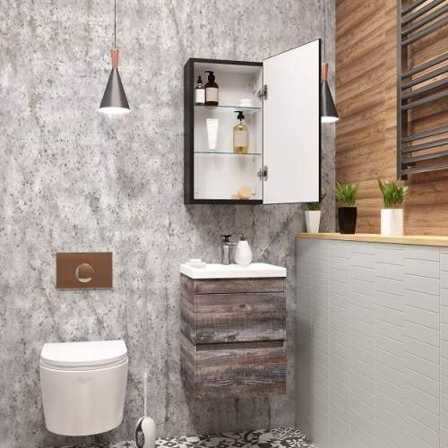 Зеркало-шкаф Art&Max TECHNO AM-Tec-350-650-1D-R-DS-F-Nero 35х15х65 подвесной цвет черный - фото 2