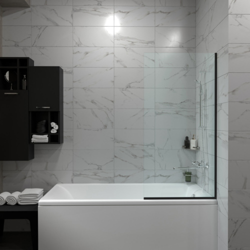 Душевая шторка на ванну Тритон Статик-Блэк Щ0000067405 70х140 стекло прозрачное профиль черный ориентация универсальная - фото 3