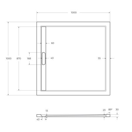 Душевой поддон из искусственного камня Cezares TRAY-AS-A-100-30-NERO 100х100 черный без ножек