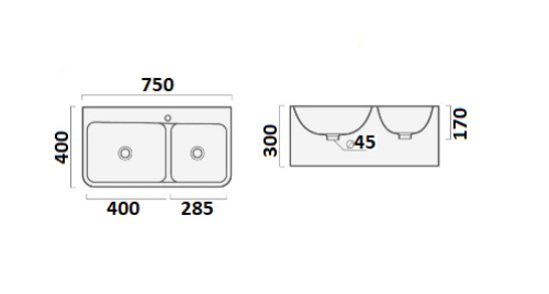 Раковина из сантехнического фарфора Cerutti SPA СТ9700 75х40 подвесная цвет белый 1 отверстие под смеситель - фото 3