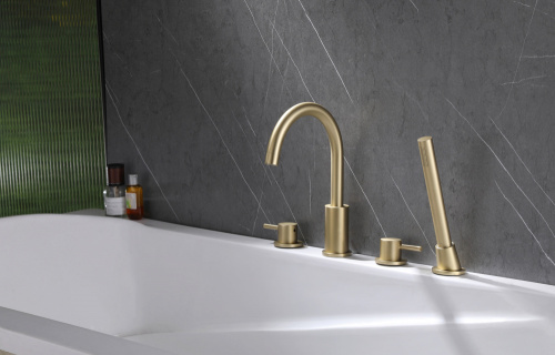 Смеситель ABBER Wasser Kreis AF8113G на борт ванны золото матовое - фото 2