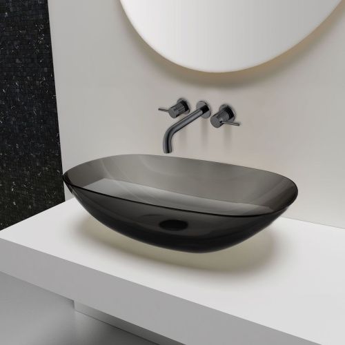 Смеситель для раковины Vincea Groove VBFW-4G1GM встраиваемый в стену вороненая сталь - фото 2
