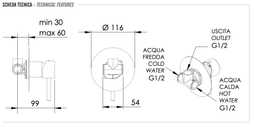 Смеситель для душа Remer X Style X30L встраиваемый в стену хром - фото 2