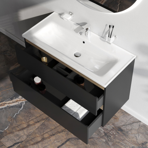 Тумба под раковину Am.Pm X-Joy M85AFHX1002BM 97х45х60 подвесная цвет черный - фото 4