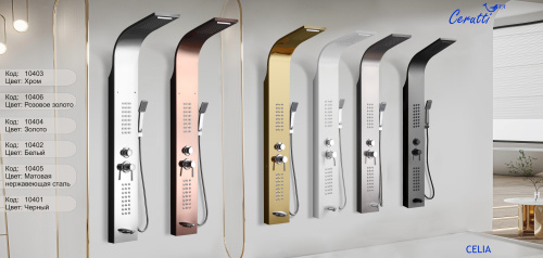 Душевая панель Cerutti SPA CT10406 прямоугольная настенная - фото 4