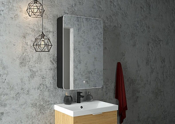 Зеркало-шкаф Art&Max LECCE AM-Lec-560-850-1D-R-DS-F-Nero 57х15х86 подвесной цвет черный матовый