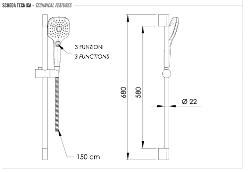 Душевой гарнитур Remer 315L318CP настенный цвет хром - фото 2