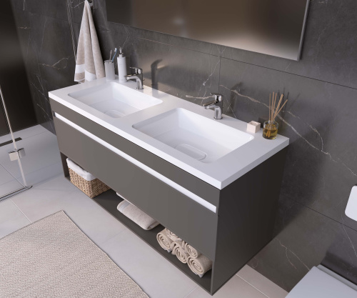 Раковина из литьевого мрамора Uperwood Modul 2911020342 112х45 полувстраиваемая цвет белый - фото 3