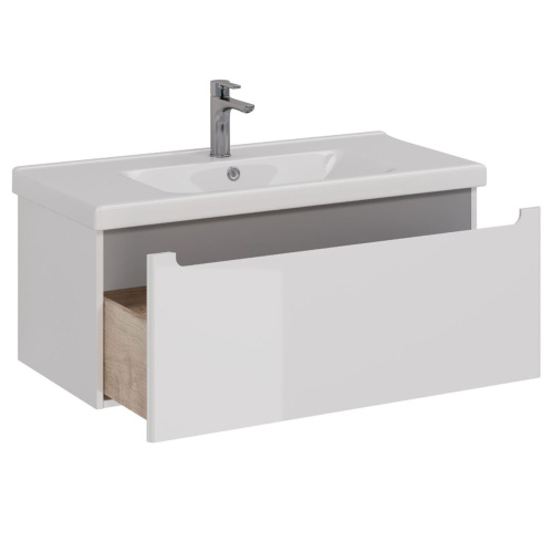 Тумба под раковину LeMark Buno mini LM05BM100T 96х45х39 подвесная цвет белый/серый - фото 2