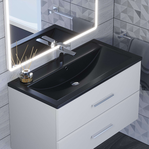 Раковина кварцевая Uperwood Foster Quartz 291030042 90х46 полувстраиваемая цвет черный - фото 3