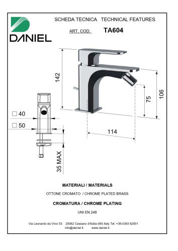 Смеситель Daniel Tiara TA604-DO на биде золото - фото 2