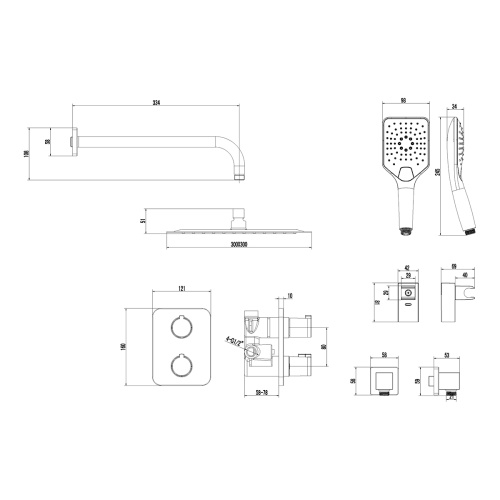 Душевая система LeMark Yeti LM7849C встраиваемая в стену с термостатом - фото 2