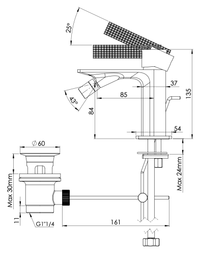 Смеситель Daniel Club ANC604SM на биде латунь матовая - фото 2
