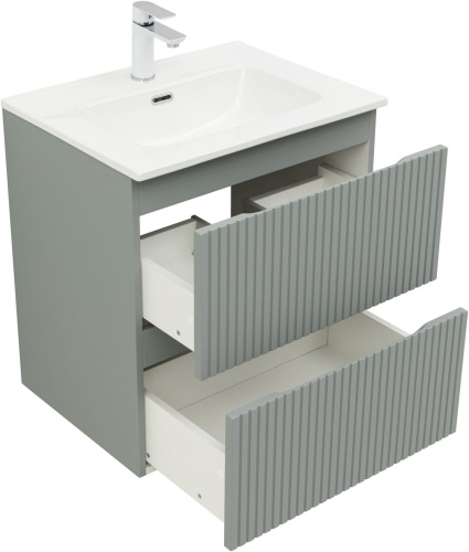 Тумба под раковину Aquanet Джейн (Flat) 00335432 60х46х64 подвесная цвет зеленый/серый - фото 2