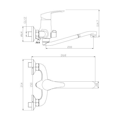 Смеситель для ванны WesnaArt Ocean OCE12-321 настенный хром - фото 2