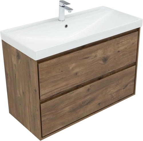 Тумба под раковину Aquanet Милан 00336380 100х45х64 подвесная цвет темное дерево - фото 3