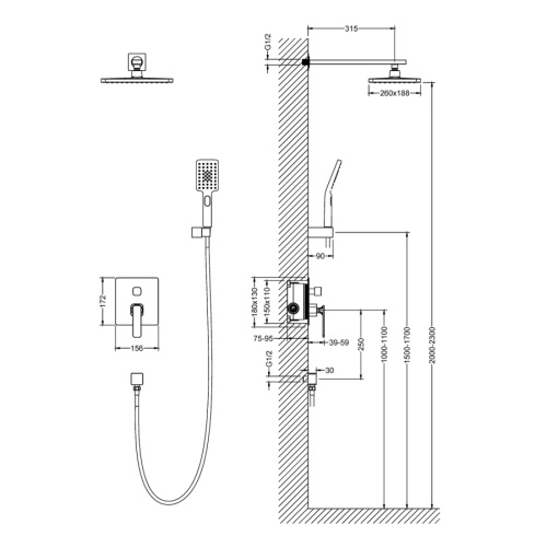 Душевая система Timo Saona SX-2370/00SM встраиваемая в стену - фото 2