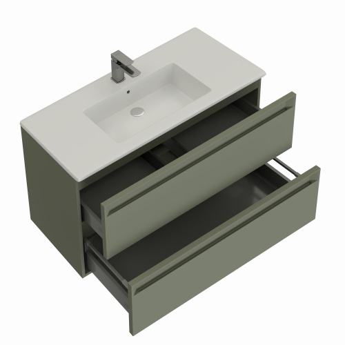 Тумба под раковину Allen Brau Eclipse 2.0 1.E1003.CGM 2.0 100х46х63 подвесная цвет зеленый/серый - фото 2