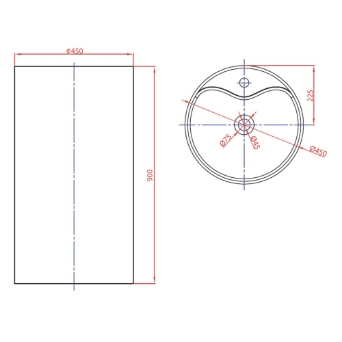 Раковина из искусственного камня MonteBianco Pisa Rubinetto 11234 45х45 напольная цвет белый матовый 1 отверстие под смеситель - фото 4