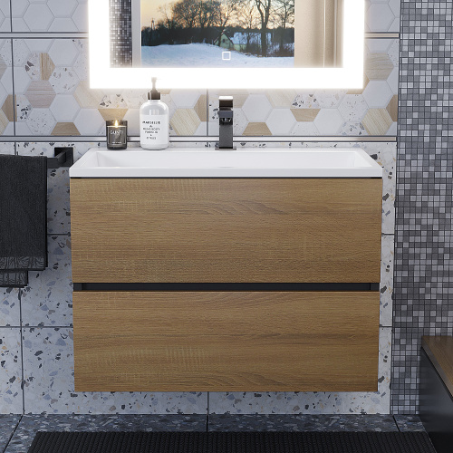 Тумба с раковиной Uperwood Barsa 293020547 70х45х57 цвет черный/дуб сонома - фото 5