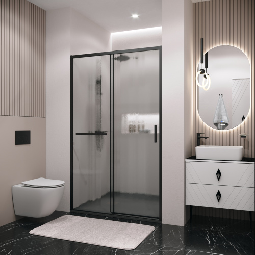 Душевая дверь Grossman Style 100.K33.05.130.21.02 130х195 стекло текстурное профиль черный матовый - фото 3