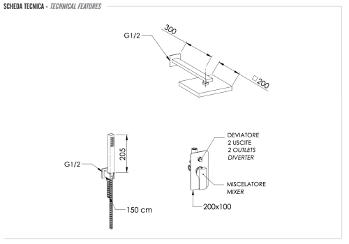 Душевая система Remer Absolute AU09S02SD20 встраиваемая в стену - фото 2