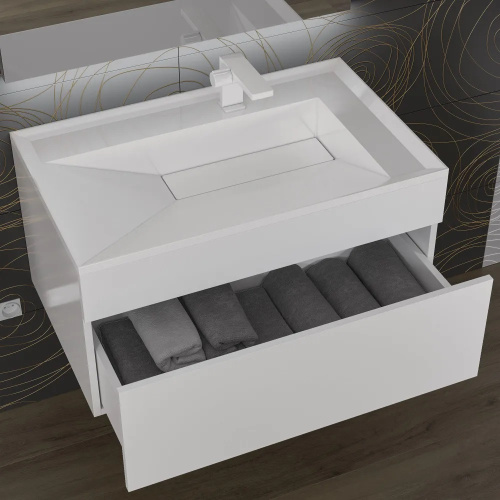 Раковина из литьевого мрамора Uperwood Lotus 35490000000 80х50 полувстраиваемая цвет белый глянцевый - фото 5