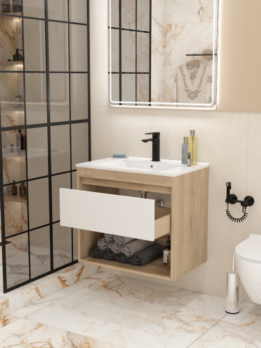 Тумба под раковину Teymi Vitra T60403 70х46х50 подвесная цвет дуб - фото 4