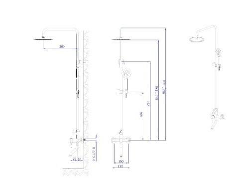Душевая стойка Rush Melos SUS1101-40Black настенная цвет черный - фото 2