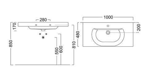 Раковина керамическая Kerama Marazzi BUNGIORNO BG.wb.100 100х48 подвесная цвет белый 1 отверстие под смеситель - фото 2