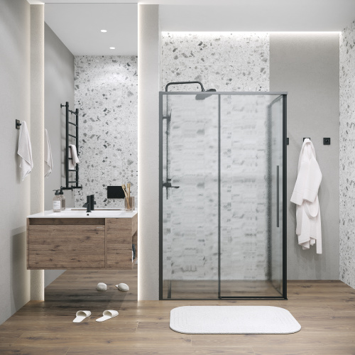 Душевая перегородка Grossman Galaxy 200.K33.01.70.21.02 70х195 стекло текстурное профиль черный матовый - фото 4