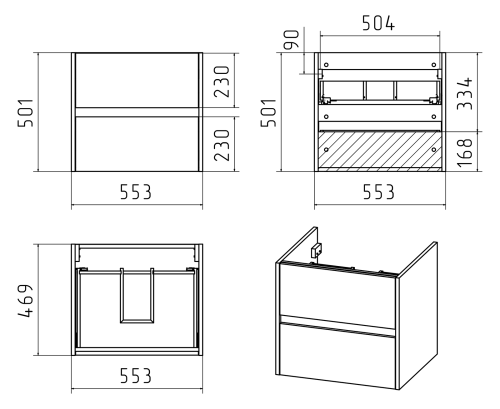 Тумба под раковину Misty Алиса Э-Али01058-011П2Я 56х47х50 подвесная - фото 5