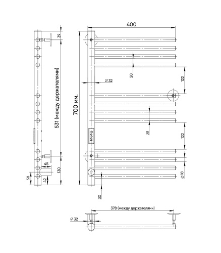 Полотенцесушитель Indigo Family LFME70-40L 40х70 электрический хром - фото 5