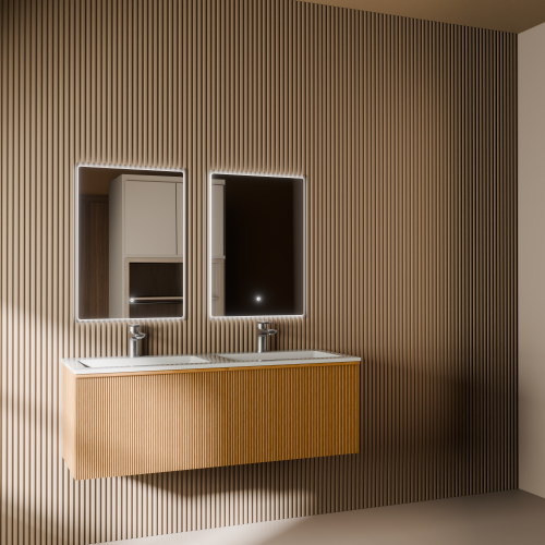 Тумба с раковиной+зеркало Art Decco Andy (Энди) AAN12W11D1M0 120x45x40 подвесная цвет белый дуб - фото 2