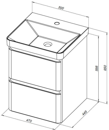 Тумба под раковину Aquanet Эмбер 00330464 47х45х60 напольная/подвесная цвет черный - фото 2