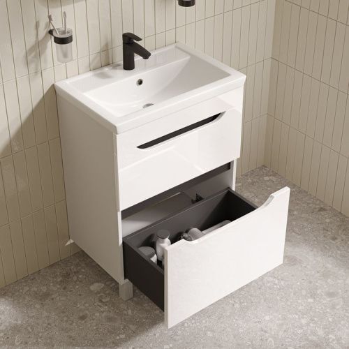 Тумба с раковиной IDDIS Ray RAY60WFi95K 61х41х84 напольная цвет белый - фото 5