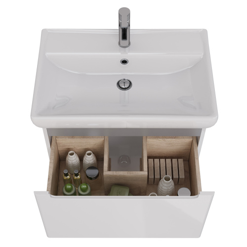 Тумба под раковину LeMark Buno mini LM05BM70T 62х45х39 подвесная цвет белый/серый - фото 3