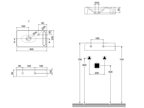 Раковина из санфаянса Scarabeo Soft-Hung-Cube 1513 40х22 подвесная цвет белый - фото 3