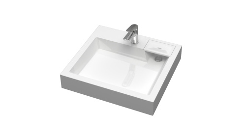 Раковина из литьевого мрамора Uperwood Vission 45483000001 60х55 над стиральной машиной цвет белый - фото 4