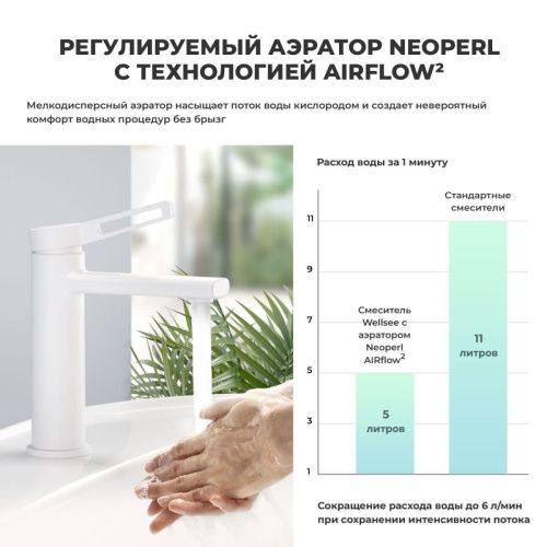 Смеситель Wellsee ONCE! and forever 182405000 на раковину белый - фото 3