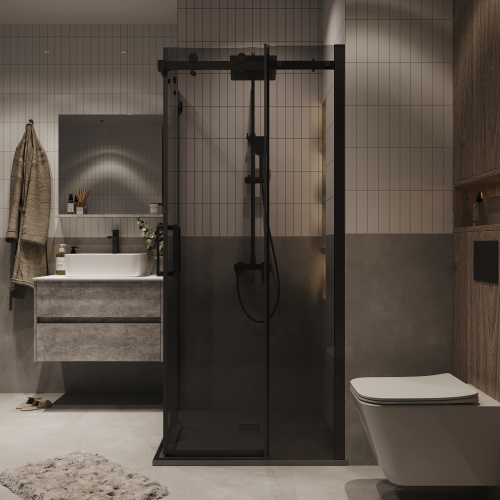 Душевой уголок Grossman Classic 300.K33.04.1010.21.10 100х100 стекло тонированное профиль черный матовый без поддона - фото 4